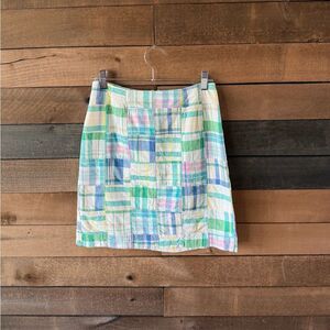 Vintage 90s Plaid Patchwork Mini Skirt Made In USA Cotton
